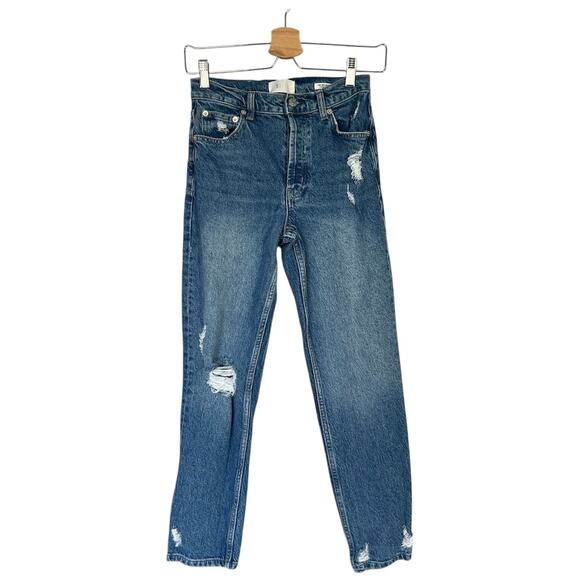 Rails Blue Melrose Distressed Medium Wash Straight Leg Jeans Women Size 25 Blue - Picture 2 of 12